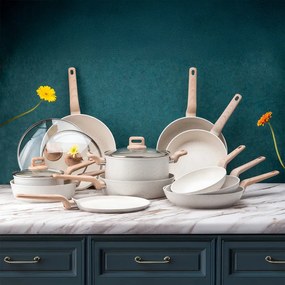 Tigaie adanca Voltz Nice OV54419E28D, 28x6.8 cm, Acoperire marmura, Inductie, Cream melange