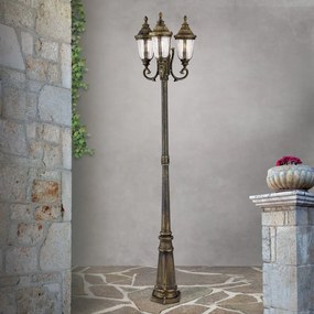 Stalp iluminat exterior cu 3 brate IP23 H112cm August AL 11-1123/3 Patina OR