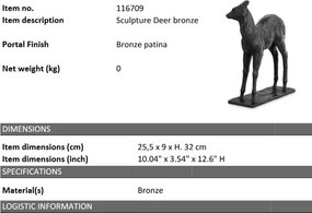 Statueta decorativa din bronz Deer