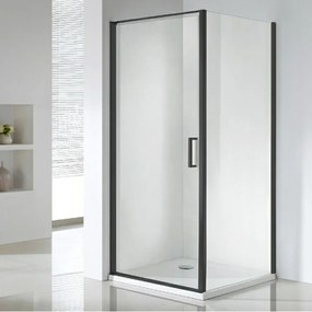 Cabină de duș pătrată Quadrum Black cu 1 ușă, cu finisaj Easy Clean, fără cădiță de duș
