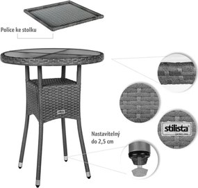 STILISTA Masă rotundă de grădină 60 cm, neagră