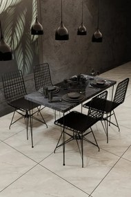 Set Masa si 4 Scaune Bucatarie BNDYMK001, PAL Melaminat / Metal, Negru