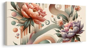 Tablou flori roz și mov