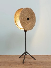Lampa de masa, din iarba Moonj si baza metalica, Kenya