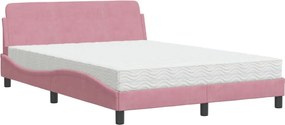 vidaXL Pat cu saltea, Dover, roz, 140x190 cm, catifea