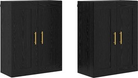 vidaXL Cabinet suspendat 2 pcs Stejar Negru 69,5 x 34 x 90 cm