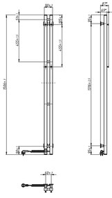 Uscător electric pentru prosoape cu termostat SILOUETTE 200W/230V 150,6cm IP44 negru pe partea dreaptă
