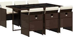 vidaXL Set mobilier de grădină cu perne, 7 piese, maro, poliratan