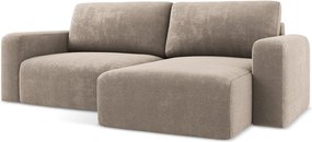 Colțar bej extensibil/cu spațiu de depozitare cu tapițerie din chenille (cu colț pe partea dreaptă/cu șezlong) Kona – Makamii
