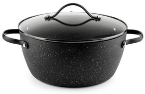 Cratiță Luigi Ferrero Symphony FR-2410, 24x11.5 cm, 4.3 l, Acoperire antiaderentă, Capac din sticlă cu gaură pentru abur, Mânere din oțel cu PVD, Inducție, Marmură neagră