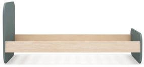 Pat pentru copii verde prăfuit cu aspect de lemn de pin cu somieră 90x190 cm Esteban – Marckeric