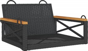 vidaXL Bancă de balansoar, negru, 63x62x40 cm, poliratan