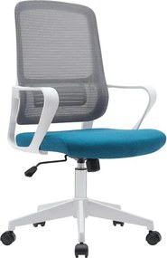 Scaun birou SALOMO TIP 1, gri/turcoaz/alb, plasa/stofa clasica/plastic