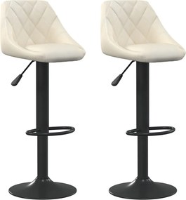 vidaXL Scaune de bar, 2 buc., crem, catifea