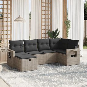 3263796 vidaXL Set mobilier grădină cu perne, 6 piese, gri, poliratan