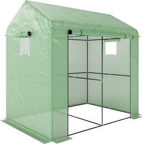 Outsunny Sera de Gradina 200x140x200cm cu Usa Rulanta Ferestre din Plasa Verde | Aosom Romania