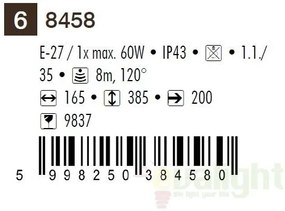 Aplica de perete exterior cu senzor, IP43, up light, auriu antic Nizza 8458 RX