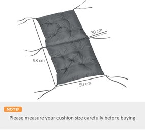 Outsunny Set de 2 perne de scaun de exterior, perne de grădină cu atașe, perne pentru terasă sau balcon, 98 x 50 x 8 cm, gri | Aosom Romania