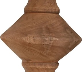 Masă dining rotundă din lemn de tec reciclat, natur, blat din scânduri îmbinate și picior central sculptat, finisaj natural, 75 x 140 cm, „Mireille”