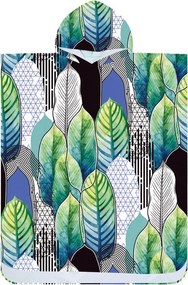 Poncho prosop de plaja FEATHER verde-albastru 80x145 cm