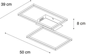 Plafoniera pătrată neagră cu dimmer 3 trepte - Plazas Novo