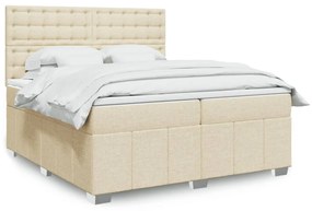 3291794 vidaXL Pat box spring cu saltea, crem, 200x200 cm, textil