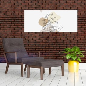 Tablou - Flori bej cu fluture N⁰1 (120x50 cm)