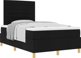 vidaXL Pat cu arcuri cu saltea Negru 120 x 190 cm țesătură