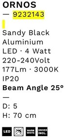 Plafoniera/Spot LED reglabil stil minimalist ORNOS negru H-70cm