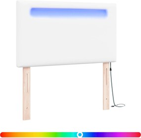 vidaXL Tăblie LED Alb 100 cm Piele artificială