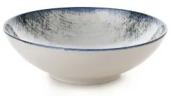 Set de veselă din porțelan, 24 piese, alb/albastru