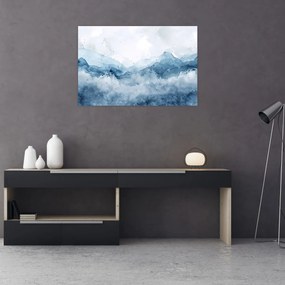Tablou - Nori și valuri, acuarelă (90x60 cm)