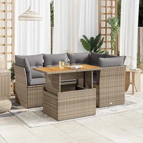 vidaXL Set canapele de grădină cu perne, 5 piese, bej, poliratan
