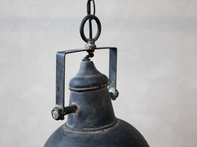 Lampă suspendată din metal, finisaj negru antichizat, H26 x D24 cm, Factory