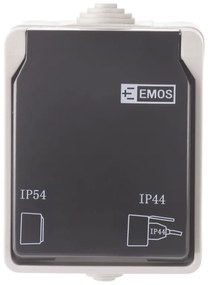 Priza simpla cu impamantare si protectie, cu capac, 16A, montaj aplicat, protectie IP44, pentru exterior, Emos