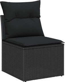 vidaXL Set de canapele pentru grădină cu pernă 9 pcs Negru poliratan