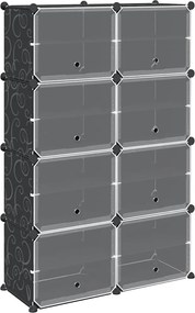 vidaXL Organizator cub de depozitare cu 8 cuburi și uși PP negru