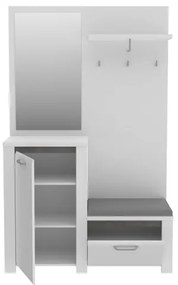 Set pentru hol HIRO cu oglindă, alb/gri