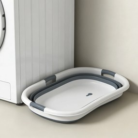 PawHut Cadă de baie pentru câini, cadă pliabilă portabilă cu orificiu de scurgere, pentru câini mici și pui, gri | Aosom Romania