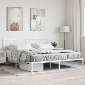 372233 vidaXL Cadru de pat metalic cu tăblie, alb, 183x213 cm