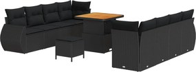vidaXL Set de canapele pentru grădină 11 pcs Negru Rattan poli