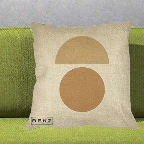 Perna Decorativa Geometric Minimalist Auriu, 40x40 cm, Crem, Husa Detasabila, Perna Inclusa, BEKZ®
