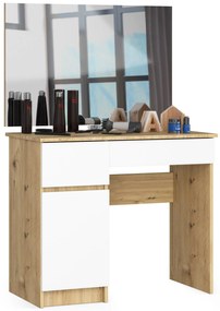 Masă de toaletă Parijat (Stejar artisan + Alb) (cu oglindă) (S). 1070921