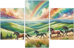 Tablou – Cai galopând prin peisaj (90x60 cm)