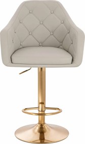 HR831W Scaun Ecru Piele Ecologica Premium Soft cu Bază Aurie