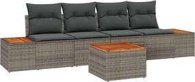 vidaXL Set de canapele pentru grădină cu pernă 5 pcs Gri Rattan poli