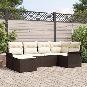 vidaXL Set de canapele pentru grădină cu pernă 6 pcs Maro Rattan poli