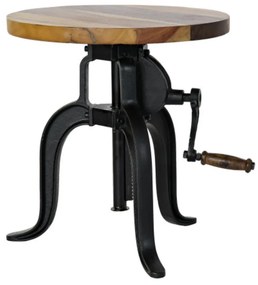 Măsuță laterală din lemn și metal reglabilă pe înălțime, Ø45 cm, „Marlow” – Ethnic Collection