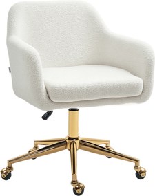 HOMCOM Scaun de birou fotoliu de birou cu role înălțime reglabilă șezut pivotant la 360° 60 x 61 x 79-88 cm crem | Aosom Romania