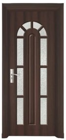 Usa Interior din MDF Novo Doors ND108, Cadru din Lemn Masiv, Geam Sablat, KIT COMPLET, Toc , Manere si balamale incluse (Culoare: Nuc, Dimensiune: 60